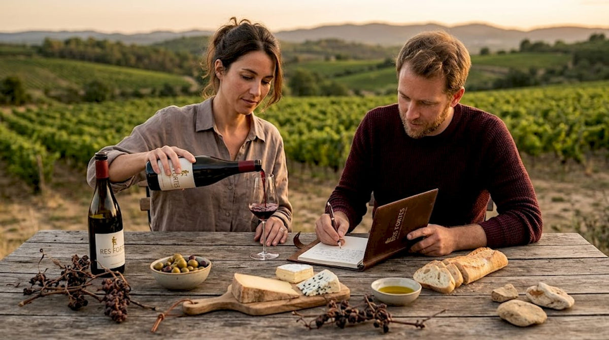 Wine tasting in French vineyard setting