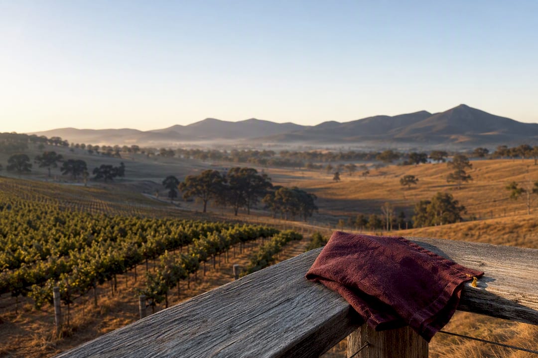 Avoca vineyard slopes beneath the Pyrenees ranges