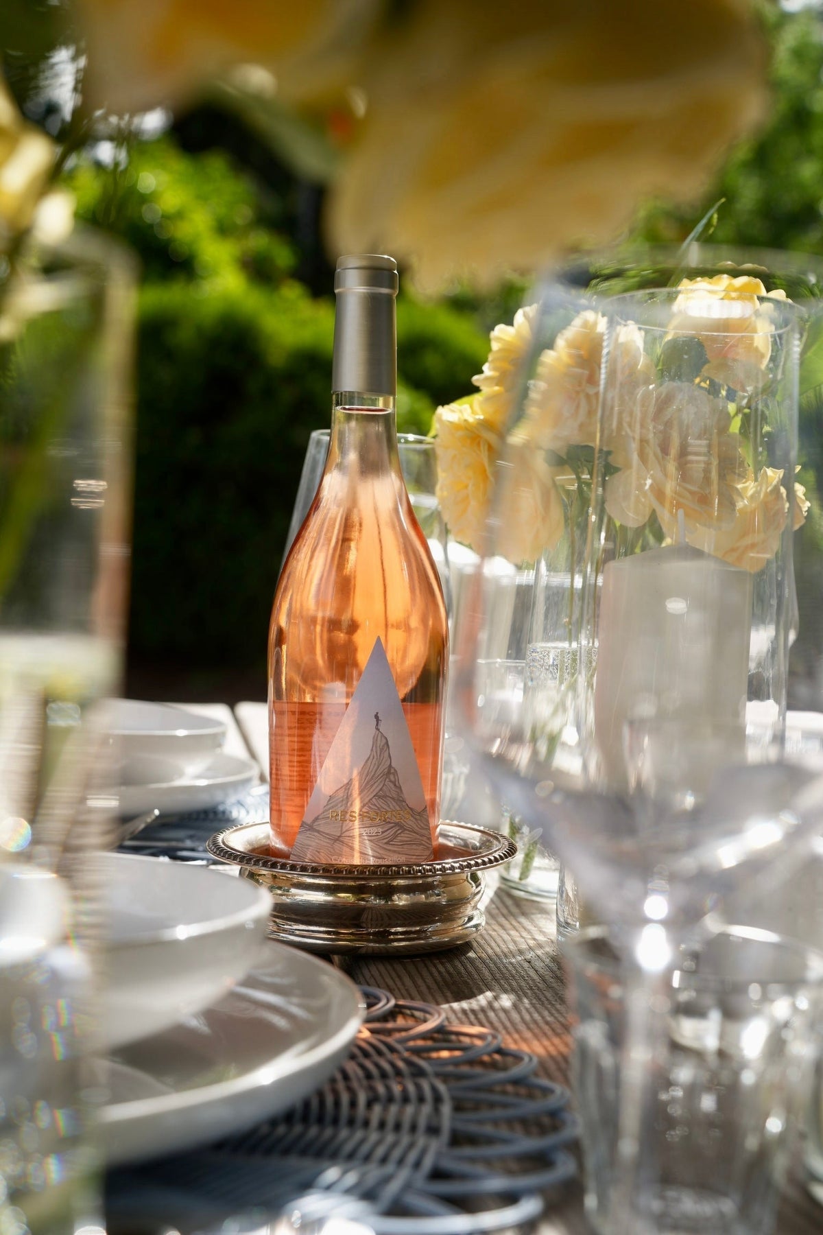 Res Fortes bottle of Rose on a table