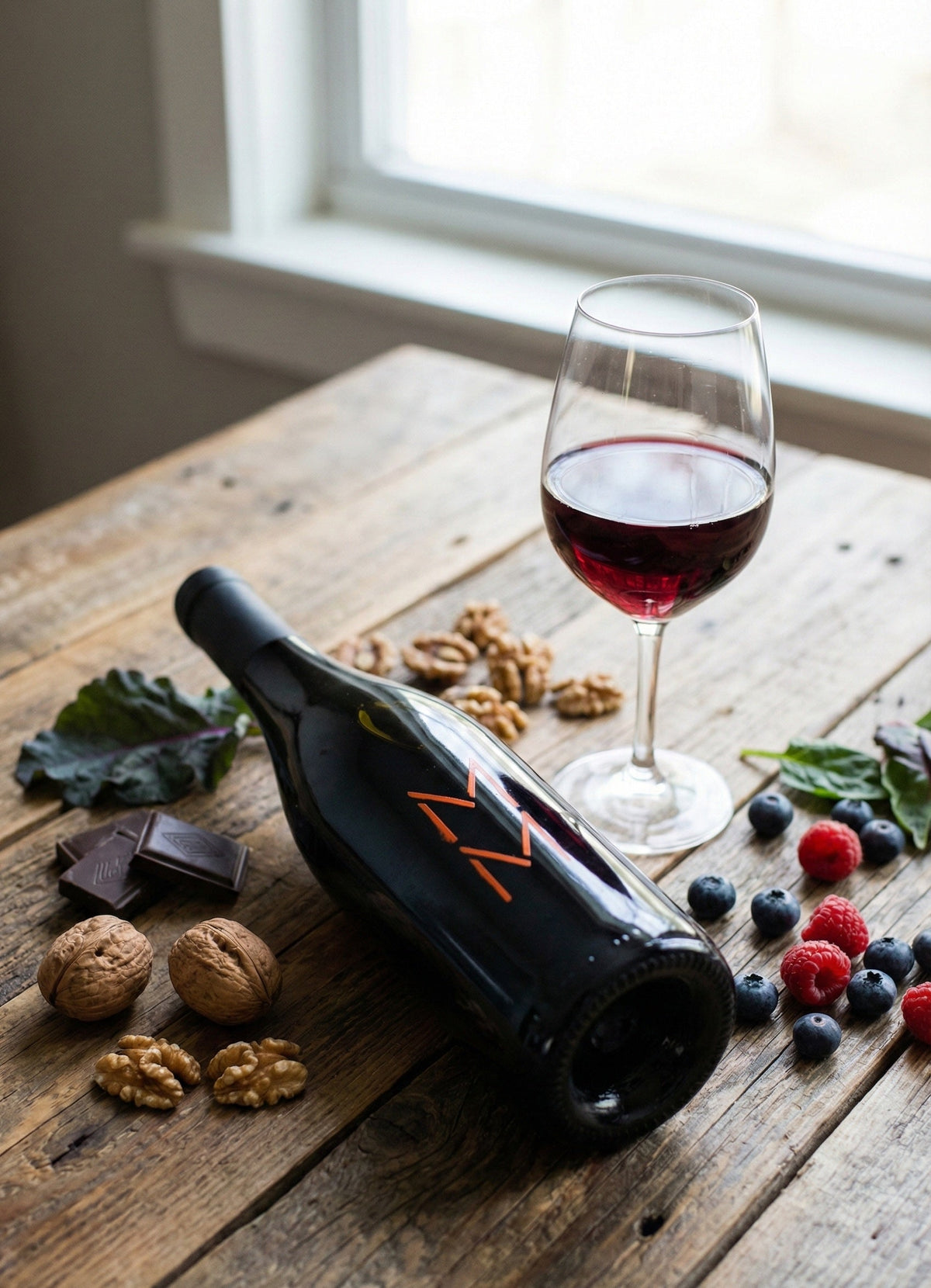Merlot Madness with glass of wine healthy foods