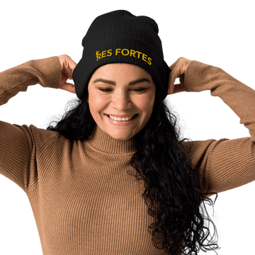 Res Fortes Black Organic ribbed beanie