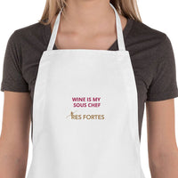 Wine Apron - "Wine Is My Sous Chef" - Embroidered