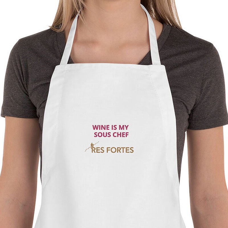 Wine Apron - "Wine Is My Sous Chef" - Embroidered